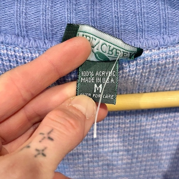 Cozy Cabin Creek Vintage Cardigan V Neck Button Up Blue & Pink Medium 90s - Picture 6 of 7